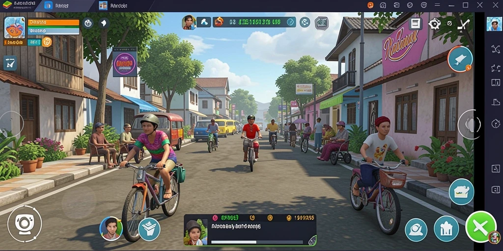 Tampilan gameplay menarik dalam API66 yang menunjukkan aktivitas sehari-hari.