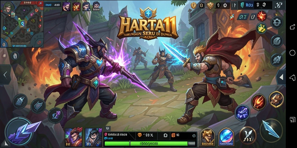 Screenshot gameplay HARTA11 menampilkan pertarungan seru antar karakter.
