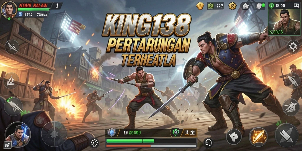 Screenshot utama KING138 menampilkan aksi seru di medan perang Battle Royale.