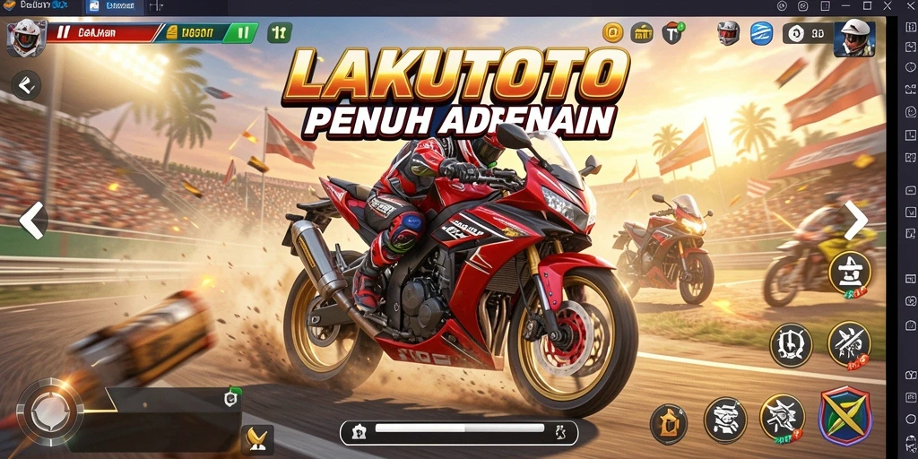 Screenshot menampilkan aksi balapan motor yang mendebarkan.
